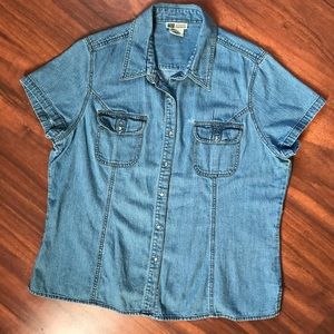 2/$25 Vintage Classic Denim Short Sleeve Shirt XL
